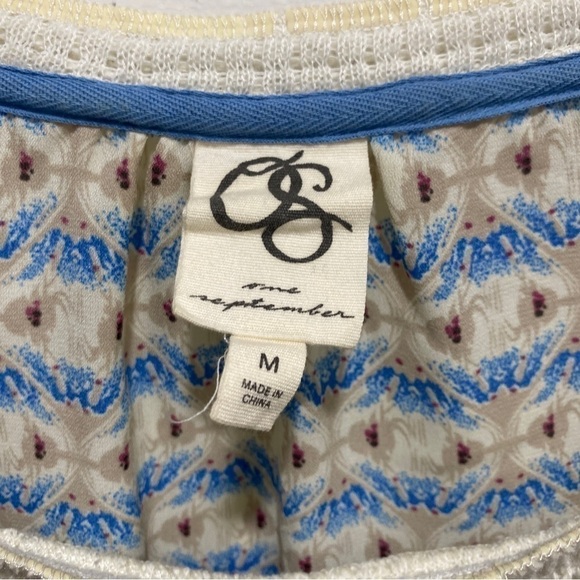 Anthropologie One September MILLA Pullover Sweater Size Medium Cream Blue 🌟 - Picture 5 of 7